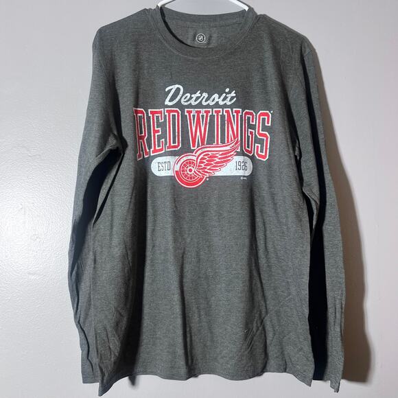 Detroit Red Wings Long Sleeve Shirt Mens Medium Gray NWOT NHL Hockey Tee - Picture 1 of 8